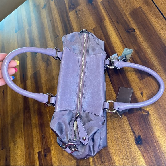 Coach Purple Monogram Satchel Handbag with Strap Handle - Picture 10 of 12